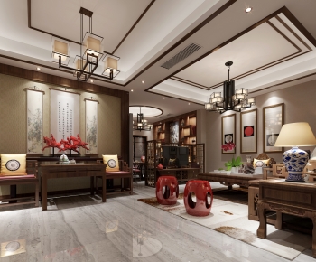 New Chinese Style A Living Room-ID:869899037