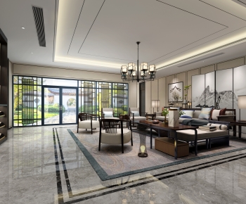 New Chinese Style A Living Room-ID:253839978