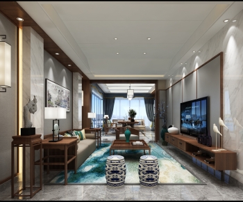 New Chinese Style A Living Room-ID:550124881