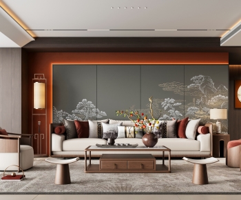 New Chinese Style A Living Room-ID:574280981