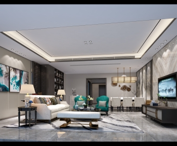 New Chinese Style A Living Room-ID:799411069