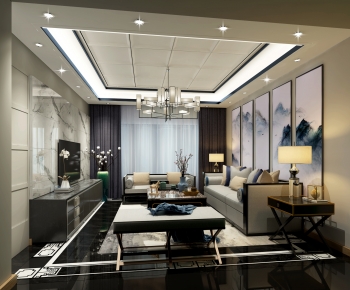 New Chinese Style A Living Room-ID:354738009