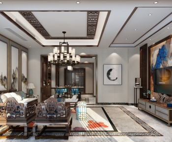 New Chinese Style A Living Room-ID:767068936