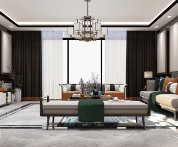 New Chinese Style A Living Room-ID:996549169