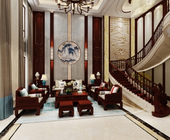 New Chinese Style A Living Room-ID:416111953