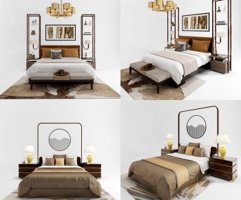 New Chinese Style Double Bed-ID:840034013