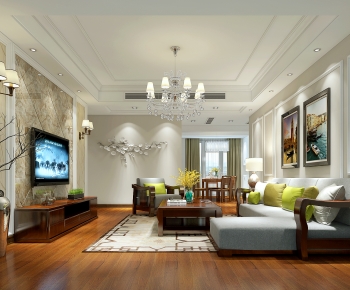 New Chinese Style A Living Room-ID:598309046