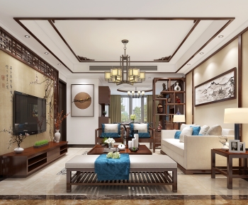 New Chinese Style A Living Room-ID:535514129