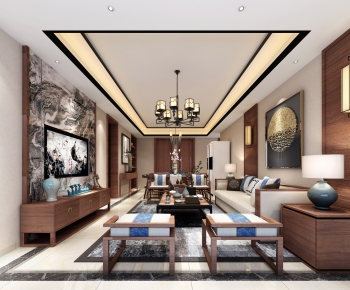 New Chinese Style A Living Room-ID:248250965