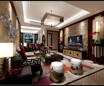 New Chinese Style A Living Room-ID:142290626