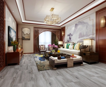 New Chinese Style A Living Room-ID:800812016