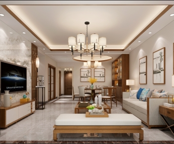 New Chinese Style A Living Room-ID:352226978