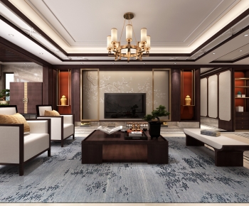 New Chinese Style A Living Room-ID:762366063