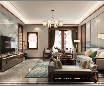 New Chinese Style A Living Room-ID:119565961