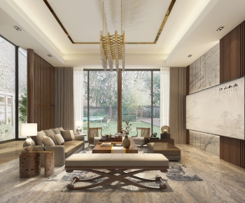 New Chinese Style A Living Room-ID:685961962