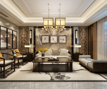 New Chinese Style A Living Room-ID:314057114