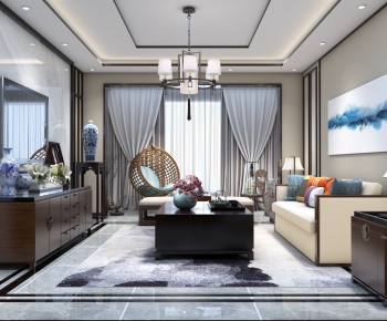 New Chinese Style A Living Room-ID:554580761