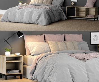 Nordic Style Double Bed-ID:560555938