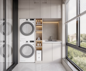 Modern Balcony Laundry Room-ID:417548892