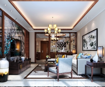 New Chinese Style A Living Room-ID:747311125