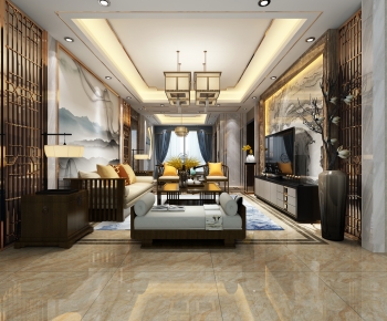 New Chinese Style A Living Room-ID:854928971