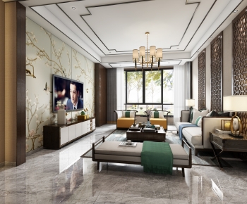 New Chinese Style A Living Room-ID:670141947