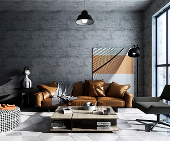 Industrial Style A Living Room-ID:165077923