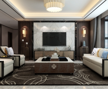 New Chinese Style A Living Room-ID:847294096