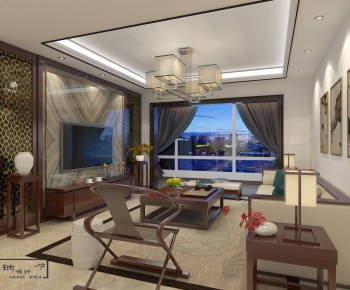 New Chinese Style A Living Room-ID:118940112