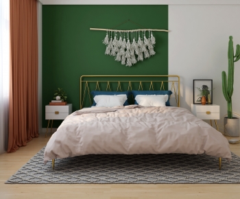 Nordic Style Double Bed-ID:577840099