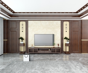 New Chinese Style TV Wall-ID:128638036