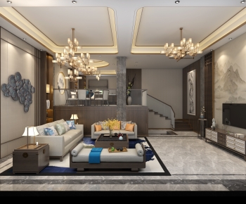 New Chinese Style A Living Room-ID:781740907