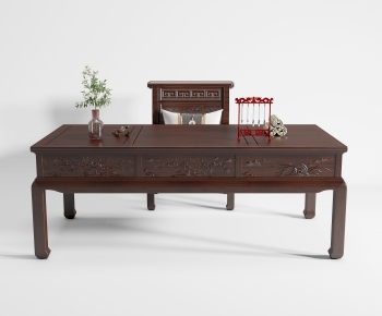 Chinese Style Computer Desk And Chair-ID:167520052