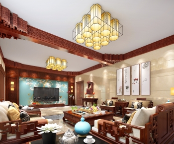 New Chinese Style A Living Room-ID:686477906