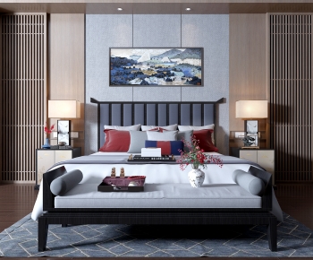 New Chinese Style Double Bed-ID:725524909