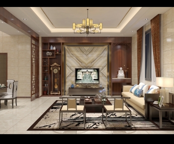 New Chinese Style A Living Room-ID:580708038