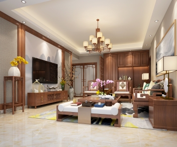 New Chinese Style A Living Room-ID:542607075