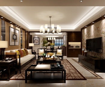 New Chinese Style A Living Room-ID:410208944