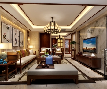 New Chinese Style A Living Room-ID:244425066