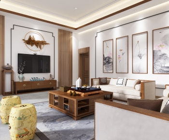 New Chinese Style A Living Room-ID:778642899