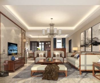 New Chinese Style A Living Room-ID:305063969