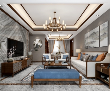 New Chinese Style A Living Room-ID:850640062