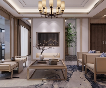 New Chinese Style A Living Room-ID:181533103