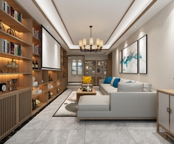 New Chinese Style A Living Room-ID:463865047