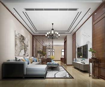 New Chinese Style A Living Room-ID:744460114