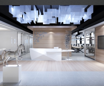 Modern Office Reception Desk-ID:673949005