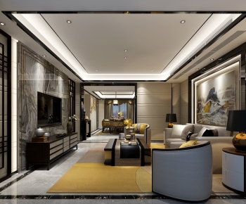 New Chinese Style A Living Room-ID:732459078