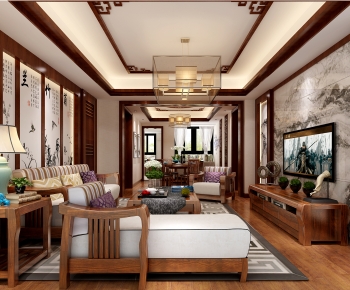 New Chinese Style A Living Room-ID:665366898