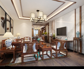 New Chinese Style A Living Room-ID:493675957