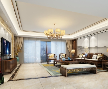 New Chinese Style A Living Room-ID:101249273